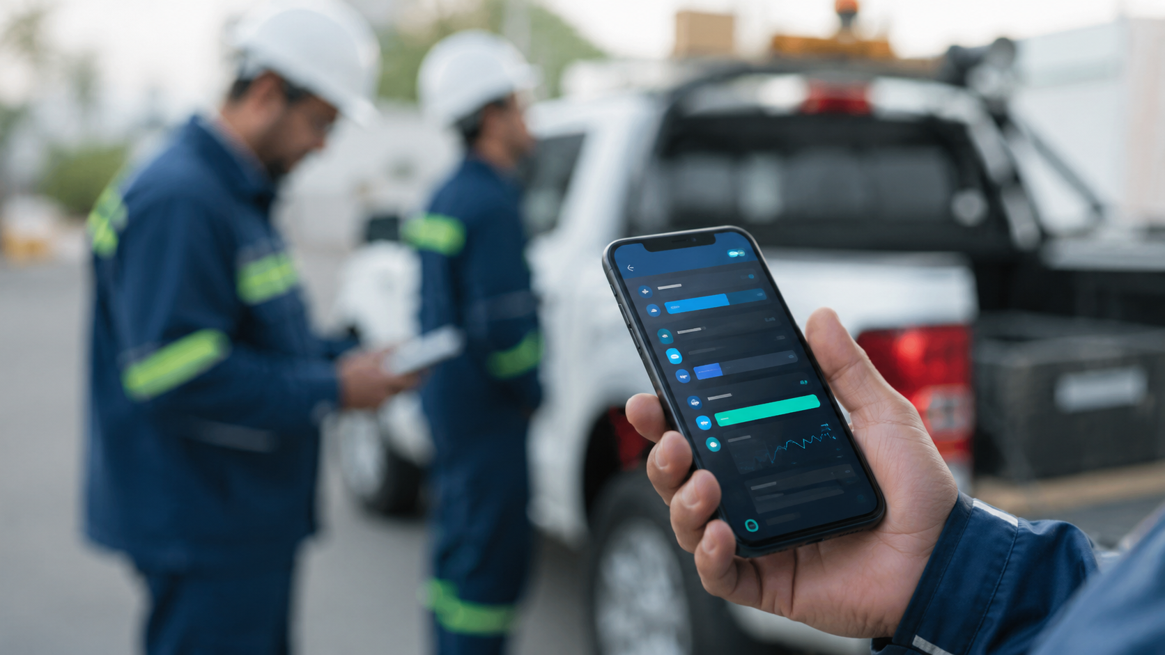 Técnico usando aplicativo OperionS em campo